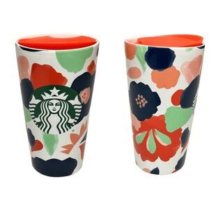 Starbucks Summer 2020 Tumbler Ceramic Coffee Mug Cup W/ Lid 12 FL Oz Tropical